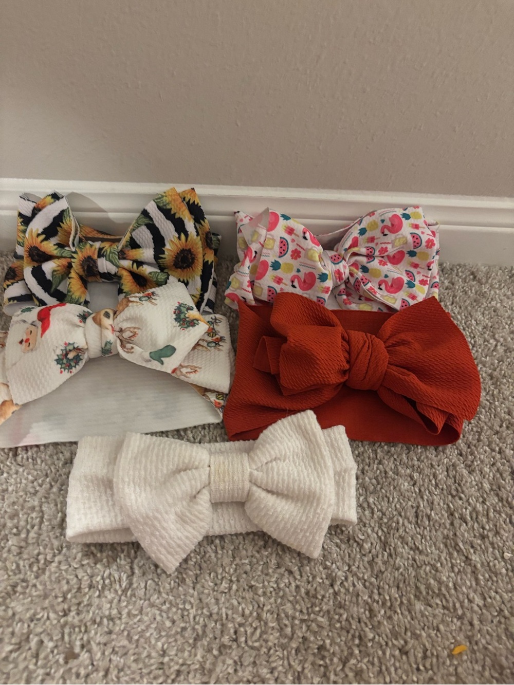 Kids Bow Headband Set - White, Orange, Floral & Sunflower